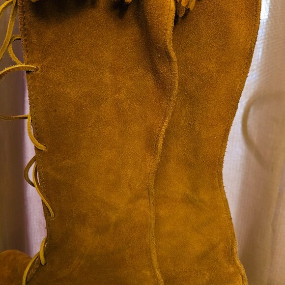 Minnetonka Brown Fringed Boots Size 8 - Picture 3 of 3